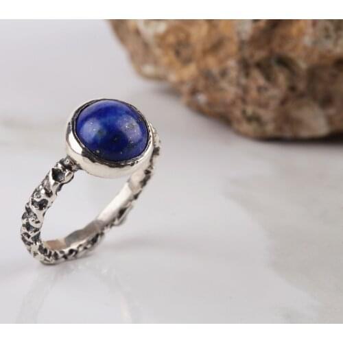 UM US JEWELRY Lapis Natural Gemstone 925 Sterling Silver Women 'S Ring