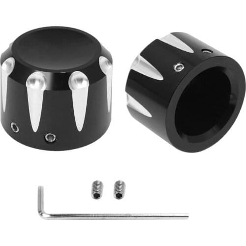 1 Pair Motorcycle CNC Black Front Axle Cap Nut Cover For Harley Touring Electra Glide Softail Dyna Street Glide Sportster