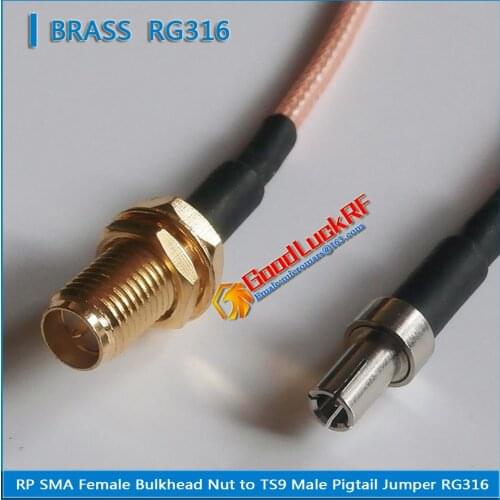 1X Pcs High-quality RP-SMA RPSMA RP SMA Female Bulkhead Mount Nut to TS9 Male plug Pigtail Jumper RG316 Cable Low Loss 50 ohm