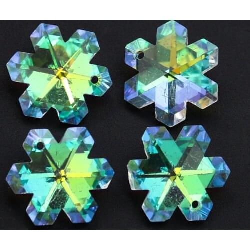 17mm 10pcs Snowflake Glass Crystal Charms Quartz AB Color Loose Beads Chandelier Part Lighting Dangle Hanging Jewelry Making