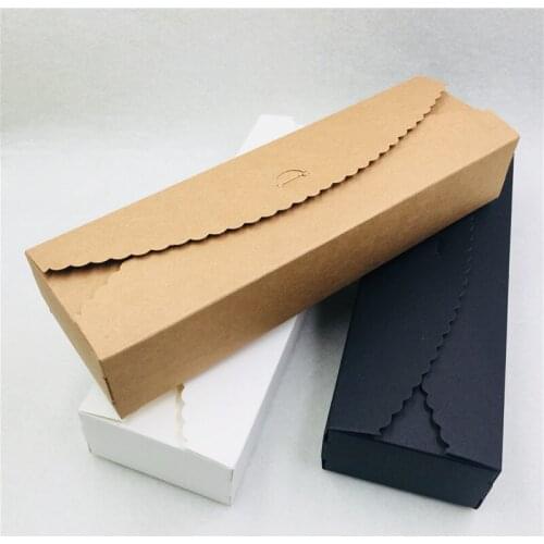 25PCS/Lot Vintage Brown Paper Cardboard Gifts Boxes With Long Strip Stickers 23x7x4cm Packaging Jewelry Novelties Carrying Case