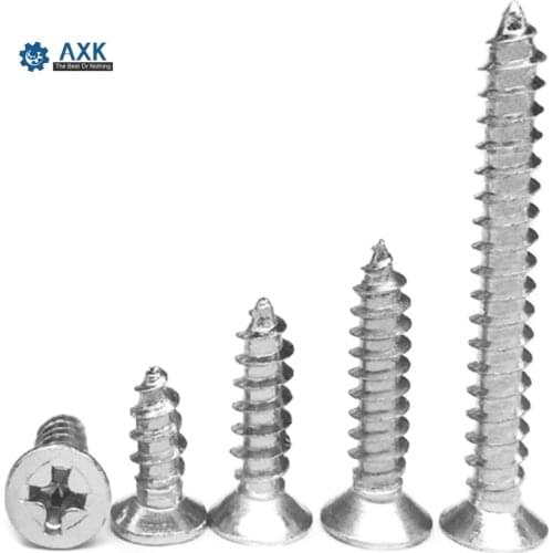 Head Screws Phillips Stainless Steel 304 Wood 50pcs Self-tapping Woodworking Stainlness Flat High Quality Service Din7982
