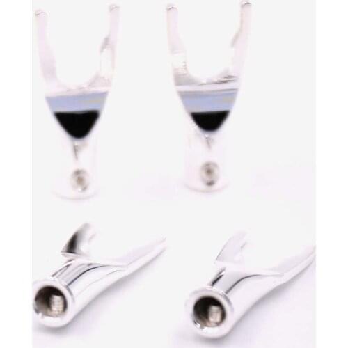 8pcs Audio High Performance Silver Plated Pure Red Copper Y spade plug