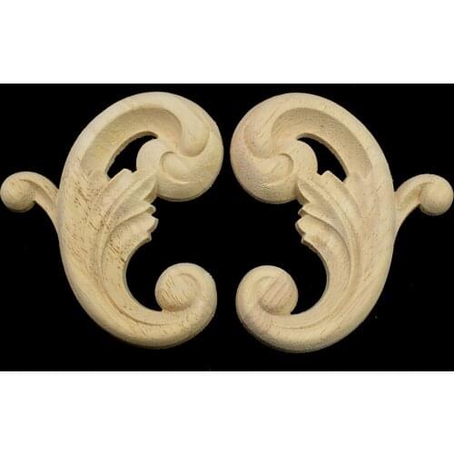 9X7.5CM Vintage Wood Carved Decal Corner Onlay Applique Frame Furniture Wall Unpainted for Home Cabinet Door Decor Crafts