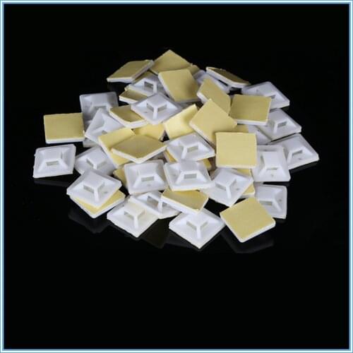 100Pcs Plastic Self Adhesive Cable Tie Mount Base Holder White 20 25 30 40mm Since the glue type positioning