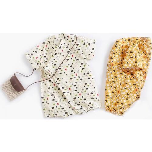 Twins baby clothes onesie baby clothes newborn bodysuit summer baby onesies floral sashes retro Japanese yukata kimono clothes