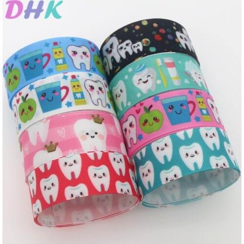 DHK 7/8'' 5yards tooth Printed Grosgrain Ribbon Accessory Hairbow Headwear Decoration DIY Wholesale OEM E1835