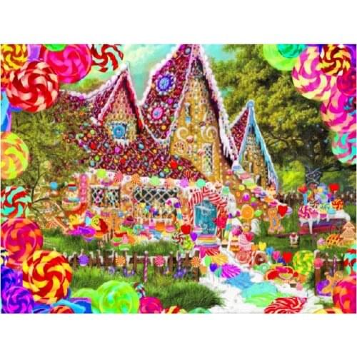 Candy House Pink romance Handmade Needlework Embroidery DIY Aida Cross Stitch Kits Crafts 14CT Unprinted Home decor wall Arts