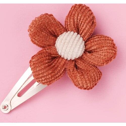 Korea Cute Flower Hair Clips For Girls Corduroy Barrettes Five Petals Candy Colors Hairpins Baby Hair Accessories 2021 Wholesale