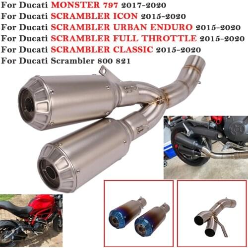 Slip On For Ducati Scrambler 800 821 Monster 797 Motorcycle Exhaust GP Escape Modified Middle Link Pipe Double Muffler DB Killer