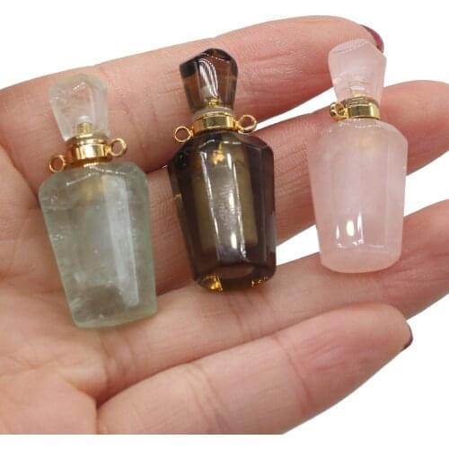 Natural Stone Perfume Bottle Pendant Section Vase Shaped Semi-precious For Jewelry Making DIY Women Necklace Accessory