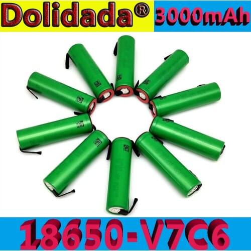 New 3.7V 3000mAh US18650 VTC6 Rechargeable Li-ion Lithium battery For toy tool flashligh camera Shaver Radio + DIY nickel piece