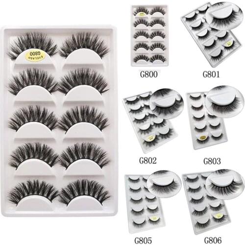 New 5 Pairs Natural Dense False Eyelashes Fake Lashes Long Makeup 3d Mink Lashes Extension Eyelash Mink Eyelashes For Beauty