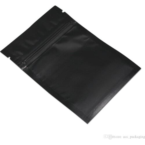 8x12 cm 200 Pack Zipper Lock Matte Black Mylar Foil Bag Foil Aluminum Food Long Term Storage Packaging Bag for Coffee Tea Powde