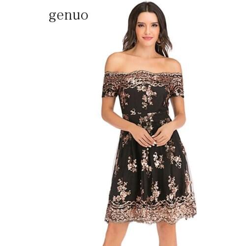 Sexy Bling Black Gold Sequins Summer Dress Women Luxury Club Party Backless Dresses Elegant Off Shoulder Bodycon Dress Vestido