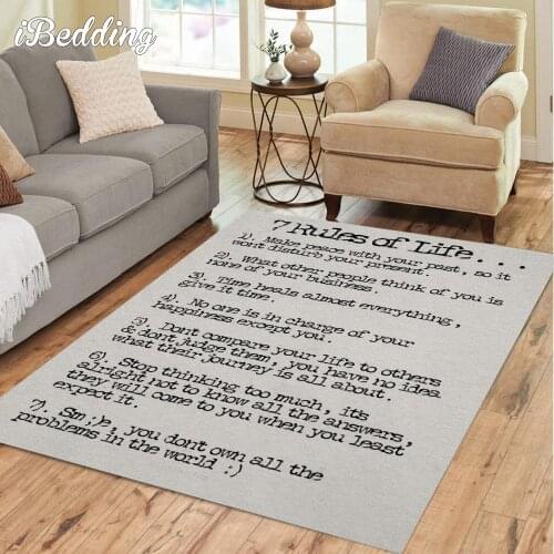Rules of Life Theme Carpet for Large Home Living Room Cartoon Letters Large Area Rug Teenager Bedroom Decoration Rug Floor Mat