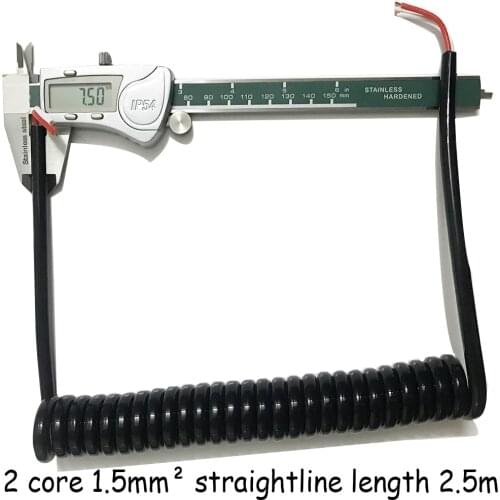 15awg Spring Spiral Cable 2 core 1.5mm2 Black Telescopic Power Cord Stretchable Wire Spiral Cord Coiled Wire for CNC