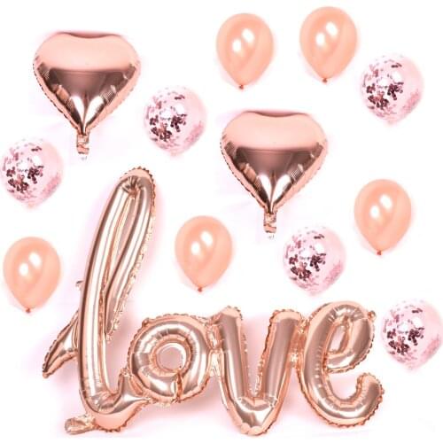 Rose Gold Love Letter Balloon Tassel Package Confetti Ball Transparent Latex Love Heart Star Decoration Balloon Party Decoration