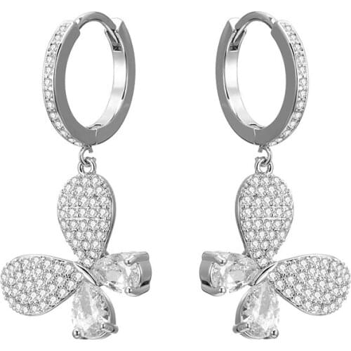 Cubic Zirconia Big Smooth Hoop Earrings Butterfly For Women Simple Gifts School Girlfriend Fashion Jewelry New 2021