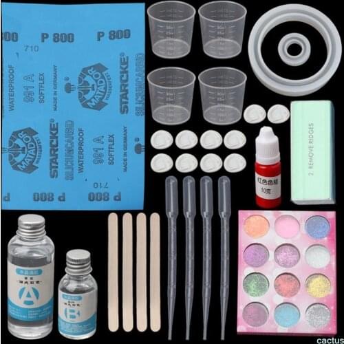 Silicone Mold Tool DIY Epoxy Resin Ring Bracelet Molds Jewelry Making Tool Kit With Resin AB Glue