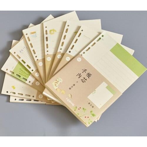 Cute cartoon binder coil spiral notebook refiling replacement inner paper core,9 kinds:blank,grid,dots,daily weekly planner A5A6