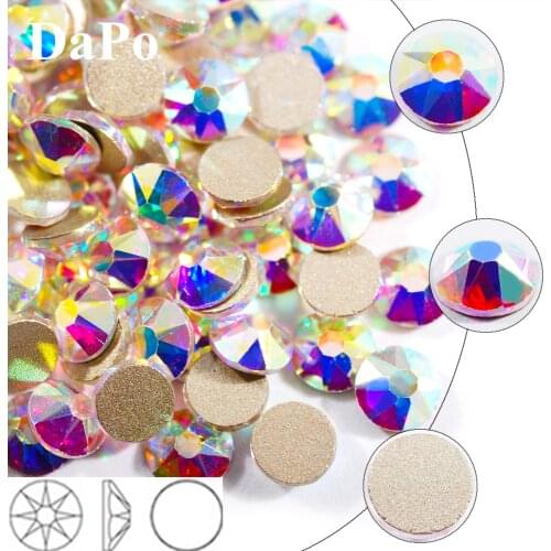 SS20 5mm Crystal AB 8 big + 8 small Cut Facets Glass Rhinestone Non Hotfix FlatBack Rhinestones Nail Art Clothing Decor Gem 2088
