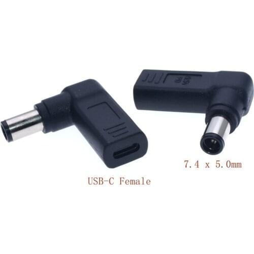 USB Type C Plug Dc Jack Power Adapter Converter USB-C Female to 7.4 x 5.0mm Male for Lenovo Hp Dell Laptop Adapter