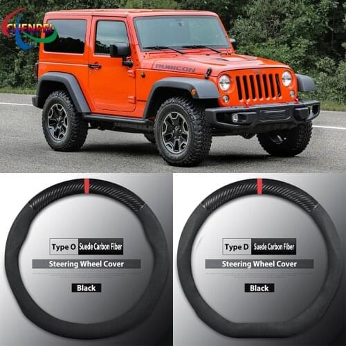 Four Seasons Universal Non-Slip Carbon Fiber Suede Steering Wheel Cover For Jeep Wrangler Car Interior Accessories