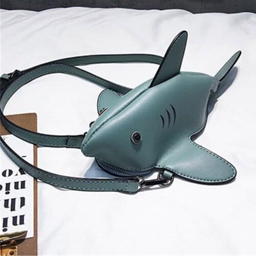 Funny Cartoon Shark Shape Women Shoulder Bags Cartoon Chain Messenger Bag Ladies Lovely PU leather Phone Bag Crossobdy Bags