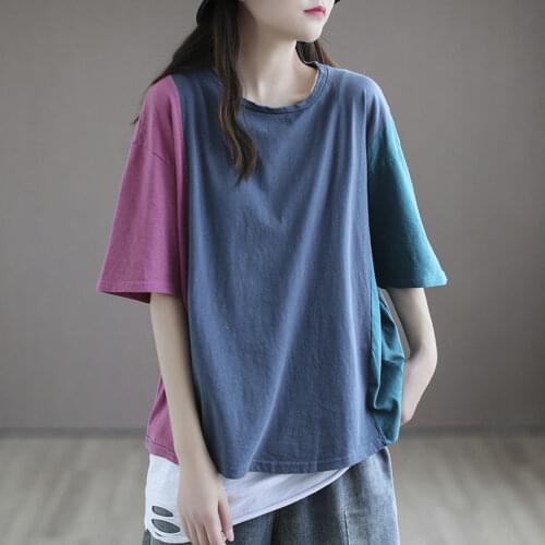 Short-sleeved Womens T-shirt Students Korean Version Loose Womens 2021 New Trendy Top Design Sense Niche Half Sleeve Tshirts