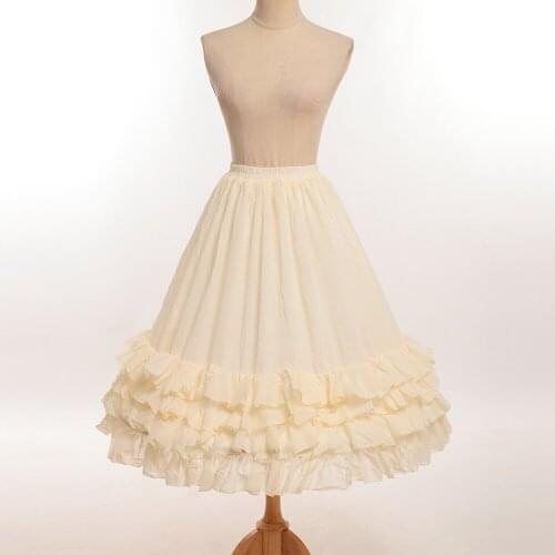 Women Wedding Petticoat Chiffon Skirt A- line Bustle Lolita Pannier Crinoline Underskirt