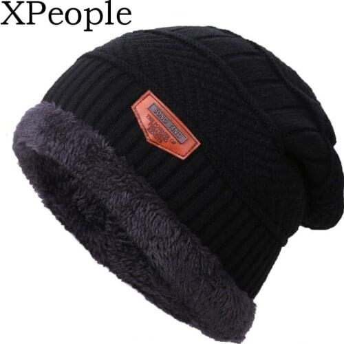 XPeople Mens Winter Beanies Hat Soft Lined Thick Wool Knit Skull Cap Warm Knit Fleece Ski Slouchy Hat for Men & Women