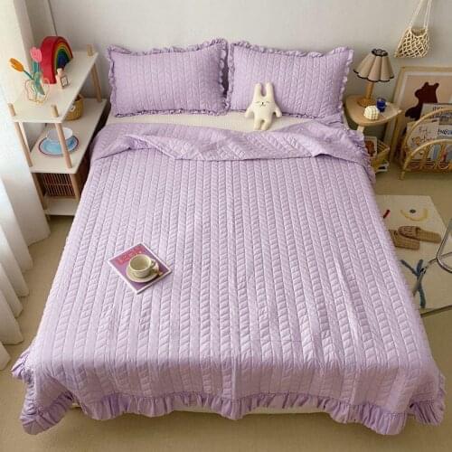 1Pc Summer Duvet Queen Size Purple Color Edredom Solid Color Summer Cool Quilt With Lace Cocha De Cama De Casal King Comforter