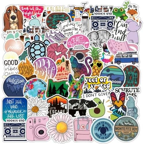 10/30/50PCS Cartoon Color Fresh Graffiti Cute Scooter Suitcase Waterproof Guitar Stickers Decorative Toys Wholesale