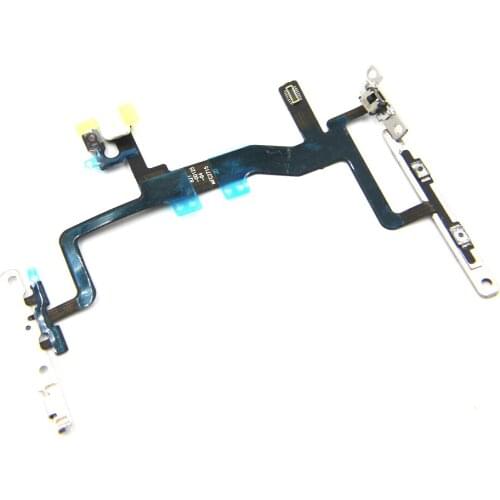 10pcs/lot Power Flex Cable With Metal Bracket for iPhone 6S 4.7'' Mute Switch On Off Volume Button flex Cable brackets