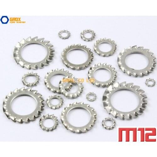 100 Pieces M12 304 Stainless Steel External Serrated Shakeproof Washer Lock Washer