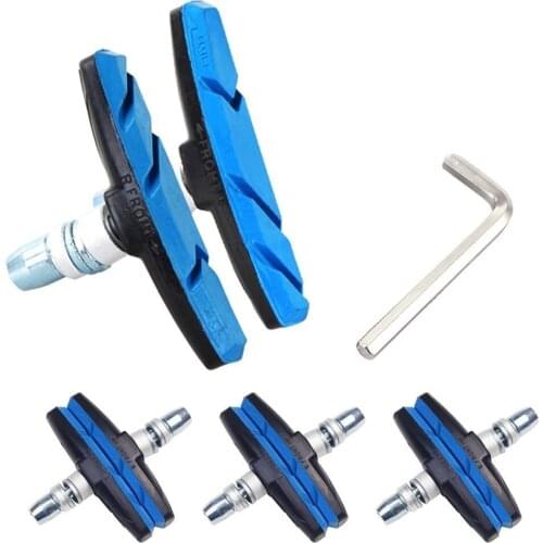 2 Pairs Bicycle Mountain Cycling Brake V-brake Pads with Mud Trough Silent Bicycle Road Bike Brake Pads Rubber Sheet Replaceabl