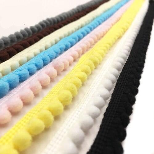 2Yards Pom Pom Trim Ball 10 mm MINI Pearl Pompom Fringe Ribbon Sewing Lace Kintted Fabric Handmade Craft Accessories