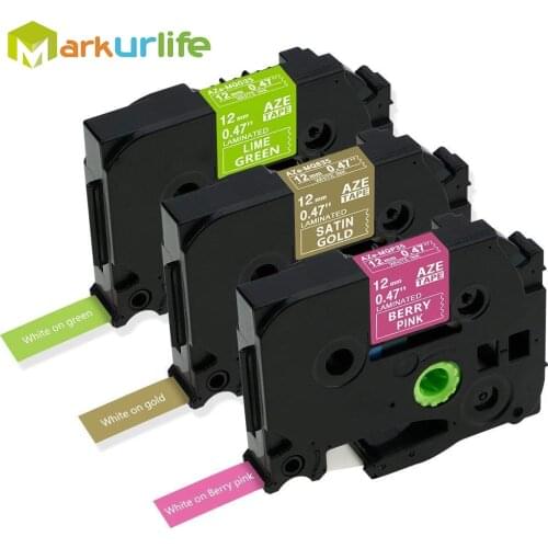 3-pack P Touch Label Tape Compatible for Brother Tape 12mm*5m Laminated Tape TZe-MQP35 TZe-MQG35 TZe-MQ835 Label Maker