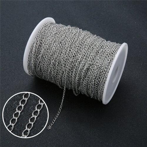 5meters Width 2.5mm Stainless Steel Link Chain Necklace Metal Extender Chains Bulk Lot Diy Supplies for Jewelry Bracelet Making
