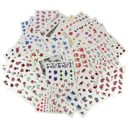 50 Sheets/Lot Mixed Flower Water Transfer Nail Stickers Decals Art Tips Decoration Manicure Stickers Ongles Tools