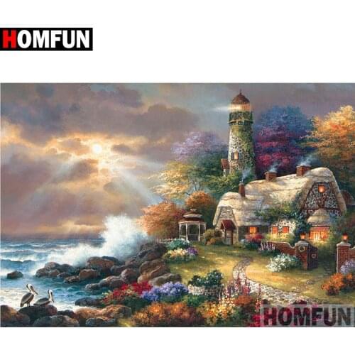 HOMFUN Full Square/Round Drill 5D DIY Diamond Painting "Tower scenery" Embroidery Cross Stitch 5D Home Decor A08732