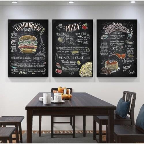 American Style Minimalism Hand-painted Restaurant Dining Room Food Burger Poster Canvas Decorative Painting Art Deco