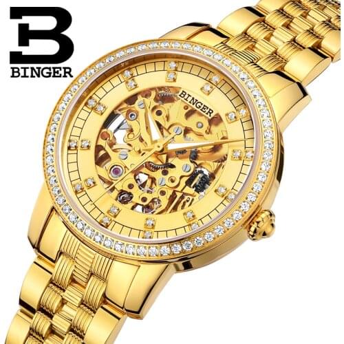 Binger Watch Women Luxury Brand Japan Miyota Automatic Mechanical Watches Sapphire Diamond Waterproof Ladies Watch B5051L3