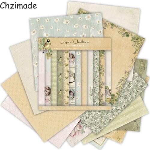 Chzimade 12Sheets Girls Printed Scrapbooking Paper Pad Origami Art Background Paper Card Making DIY Scrapbook Paper Craft