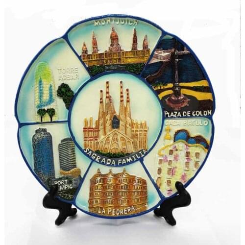 17cm dimensional disc decoration plate of landmark building in Barcelona, Spain