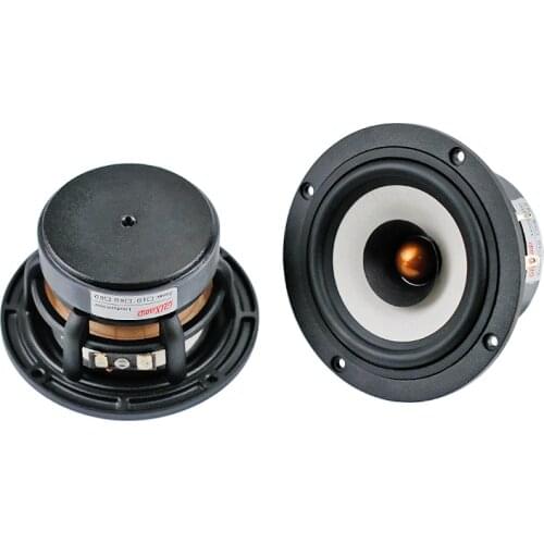 4 Inch Full Frequency Speaker 4 Inch HIFI Fever Mica Basin Aluminum Frame Desktop Bookshelf Box Speaker 2pcs