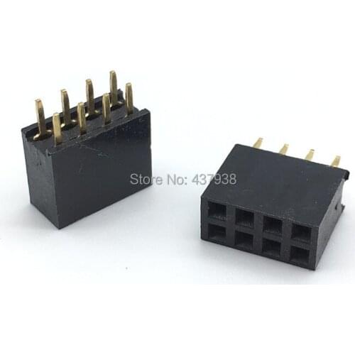100pcs 2x4P Pin Header 8Pin 2.54mm Double Row Female Straight Header Pitch Socket 2*4Pin Outlet 2 x 4 Female Header Connector
