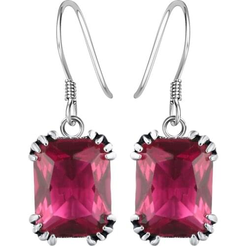 Hainon Square Red CZ Silver Color Earring for Women Distribution 2019 Cheap Fashion Jewelry Party Gift Wedding Inlay Earring