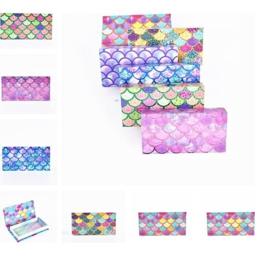 Lash Boxes Wholesale Eyelash Packaging Newest Fish scale pattern Empty Lash Case with Clear Tray 25mm Mink Lash Boxes Packaging